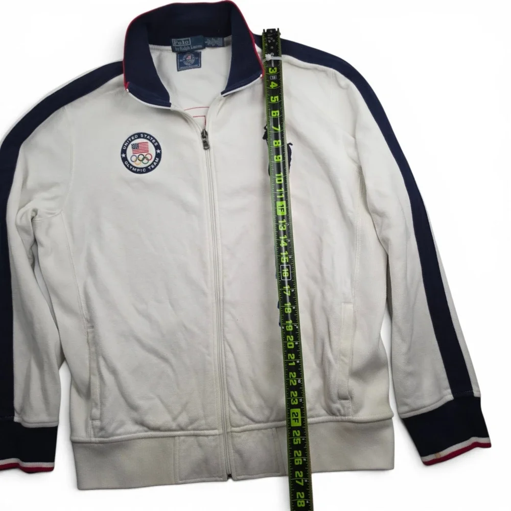 VTG Y2K Polo Ralph Lauren Jacket Sz L White Embroidered Team USA Olympic